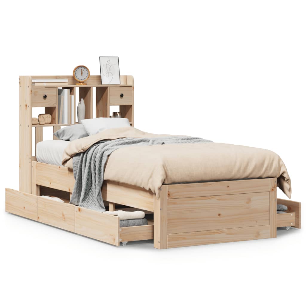 Library bed without mattress 100x200 cm solid pine wood