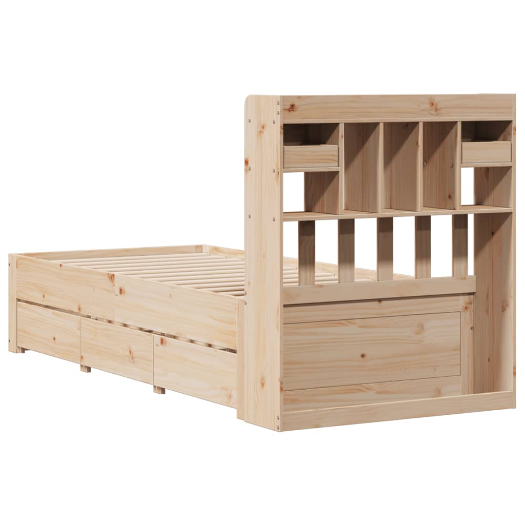 Library bed without mattress 100x200 cm solid pine wood