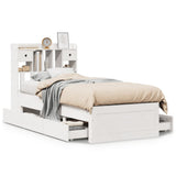 White library bed without mattress 100x200 cm solid pine wood