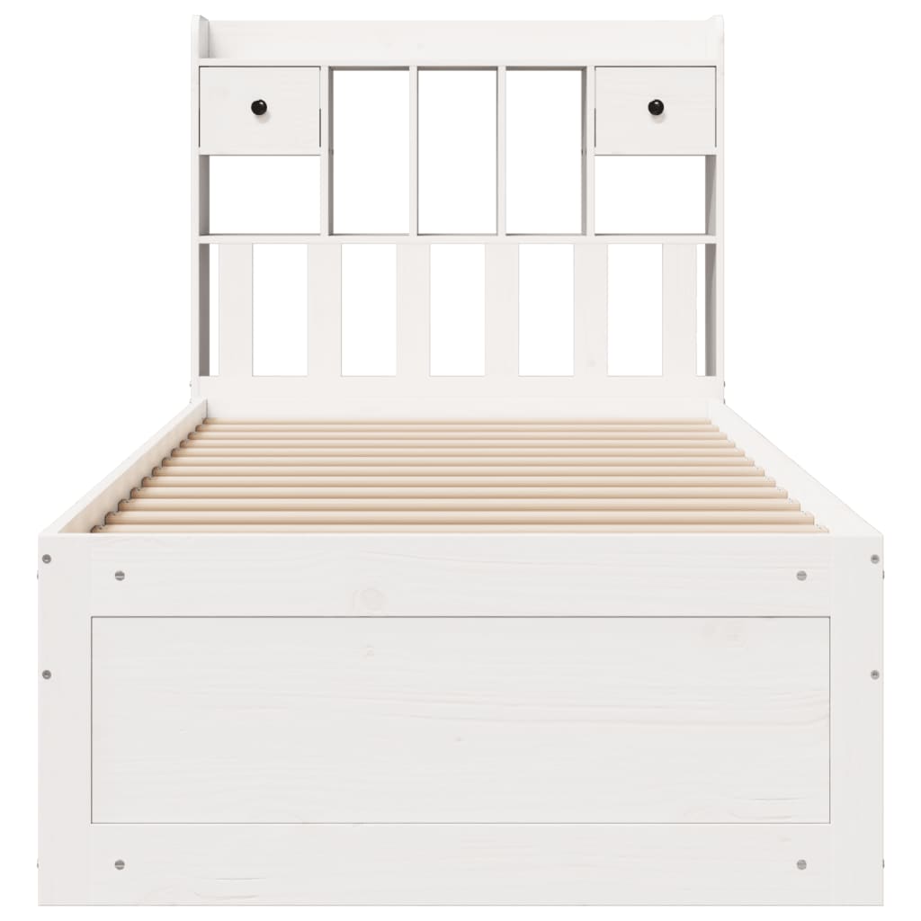 White library bed without mattress 100x200 cm solid pine wood