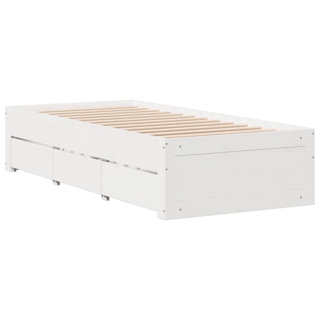 White library bed without mattress 100x200 cm solid pine wood