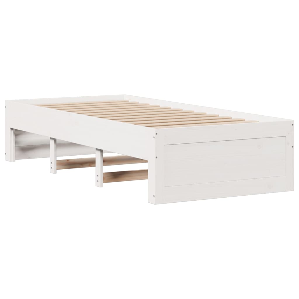 White library bed without mattress 100x200 cm solid pine wood