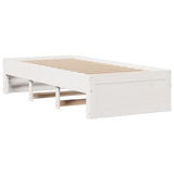 White library bed without mattress 100x200 cm solid pine wood