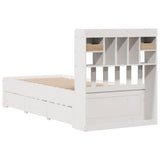 White library bed without mattress 100x200 cm solid pine wood