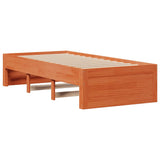 Library bed without brown wax mattress 100x200 cm solid pine