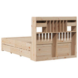 Library bed without mattress 135x190 cm solid pine wood