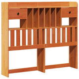 Bookcase bed without brown wax mattress 135x190 cm solid pine