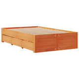 Bookcase bed without brown wax mattress 135x190 cm solid pine