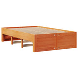 Bookcase bed without brown wax mattress 135x190 cm solid pine