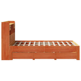 Bookcase bed without brown wax mattress 135x190 cm solid pine