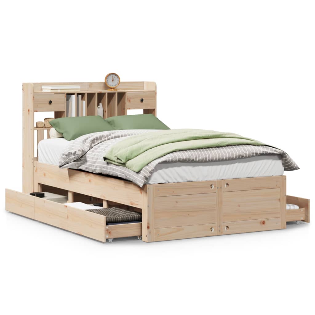 Bookcase bed without mattress 120x190 cm solid pine wood