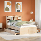 Bookcase bed without mattress 120x190 cm solid pine wood