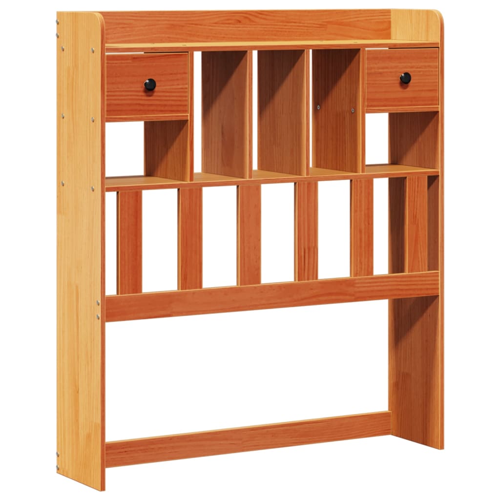 Bookcase bed without brown wax mattress 90x190 cm solid pine