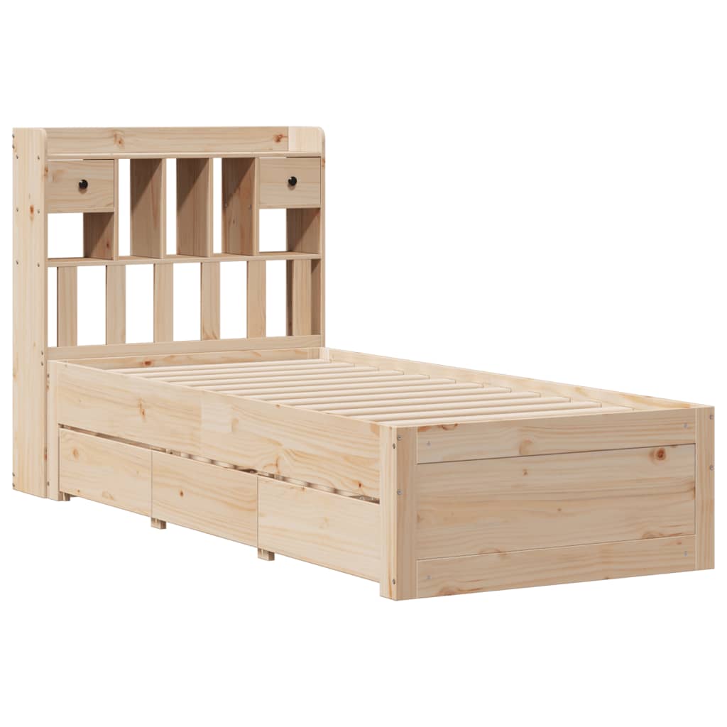 Lit bibliothèque sans matelas 75x190 cm bois de pin massif