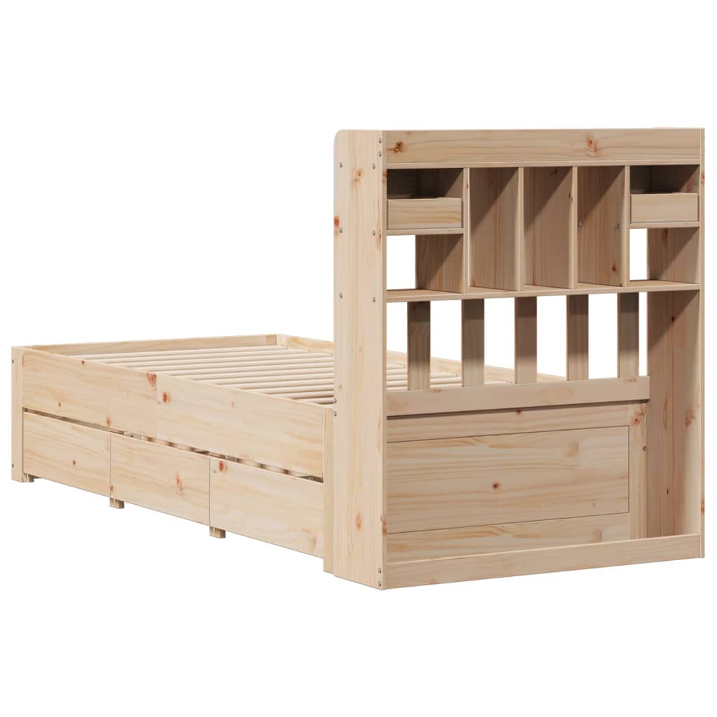 Lit bibliothèque sans matelas 75x190 cm bois de pin massif