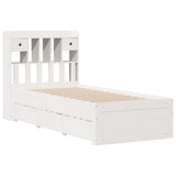 White library bed without mattress 75x190cm solid pine wood