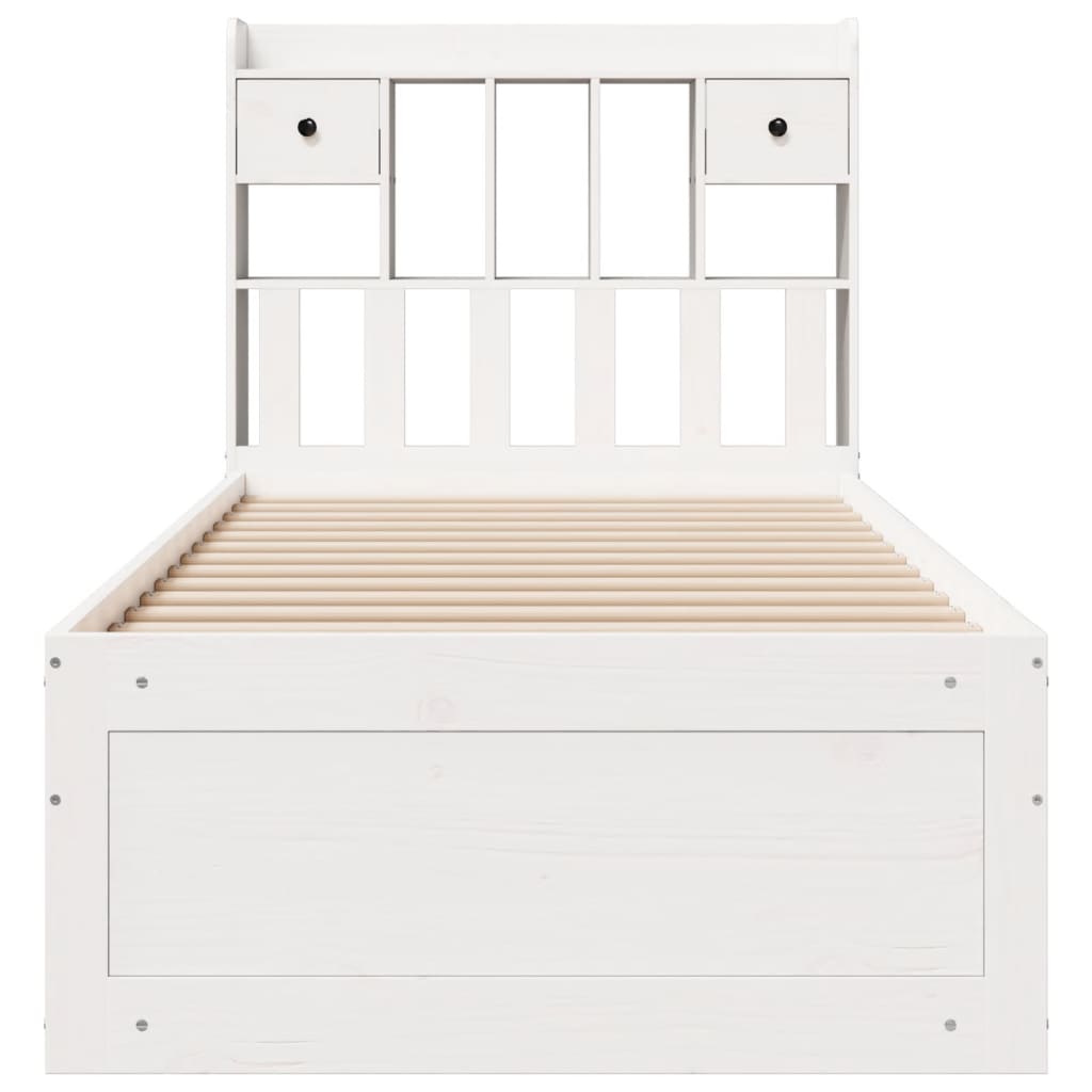 White library bed without mattress 75x190cm solid pine wood