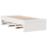 White library bed without mattress 75x190cm solid pine wood