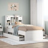 White library bed without mattress 75x190cm solid pine wood