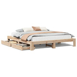 Bed frame without mattress 200x200 cm solid pine wood