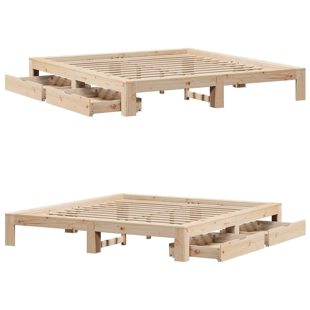 Bed frame without mattress 200x200 cm solid pine wood