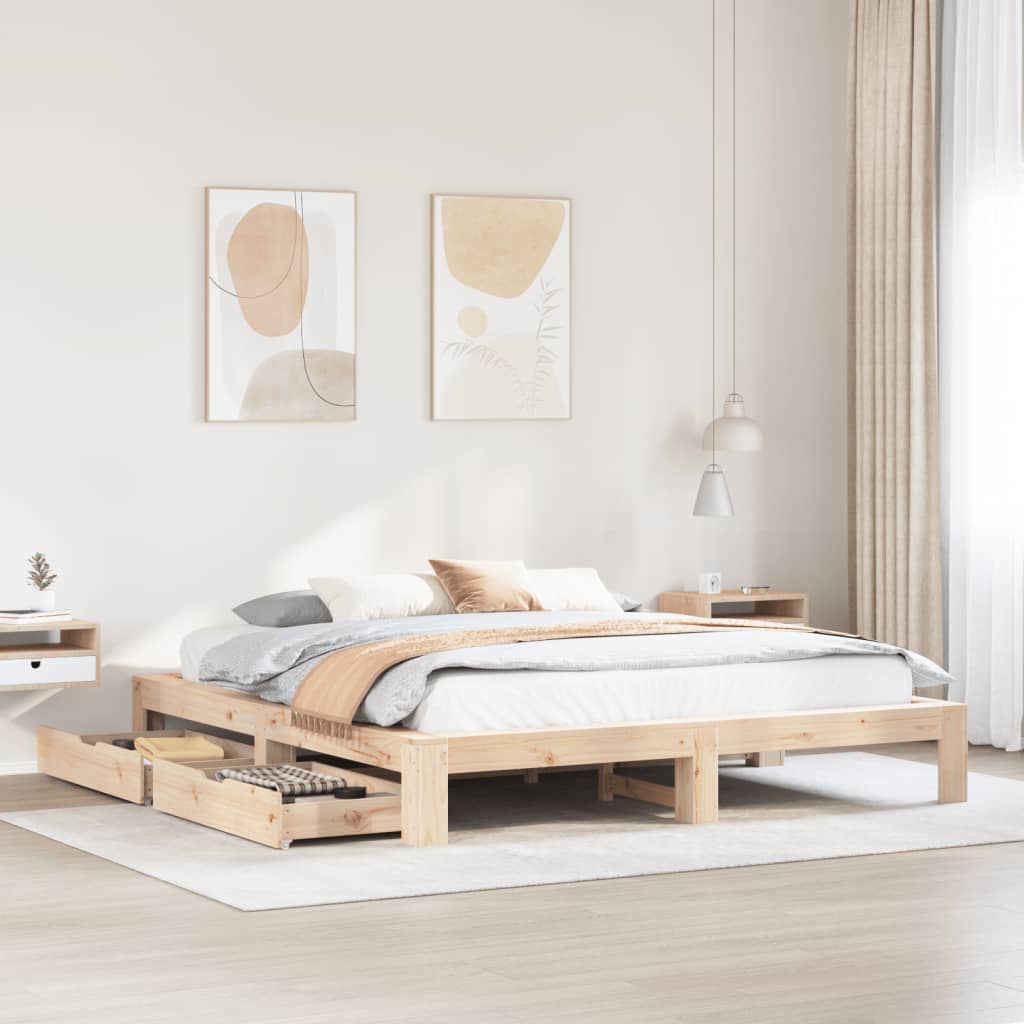 Bed frame without mattress 200x200 cm solid pine wood