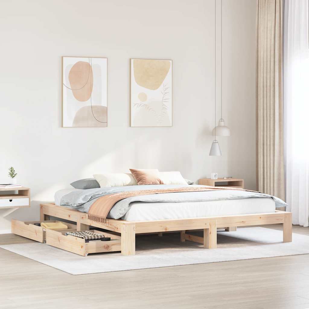 Bed frame without mattress 180x200 cm solid pine wood