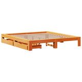 Bed frame without mattress brown wax 180x200cm solid pine wood