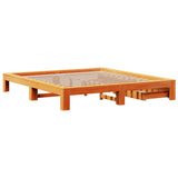 Bed frame without mattress brown wax 180x200cm solid pine wood