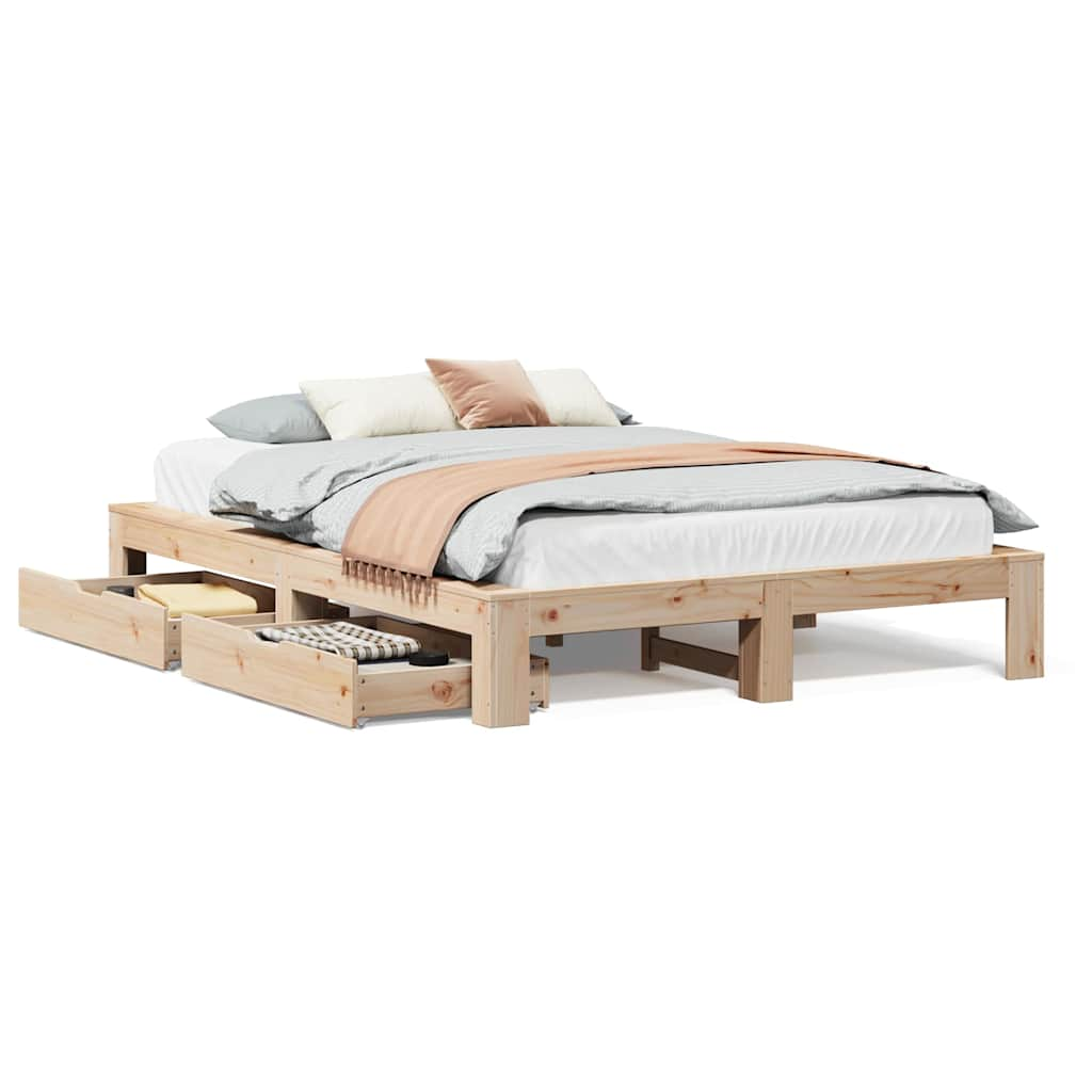 Bed frame without mattress 160x200 cm solid pine wood