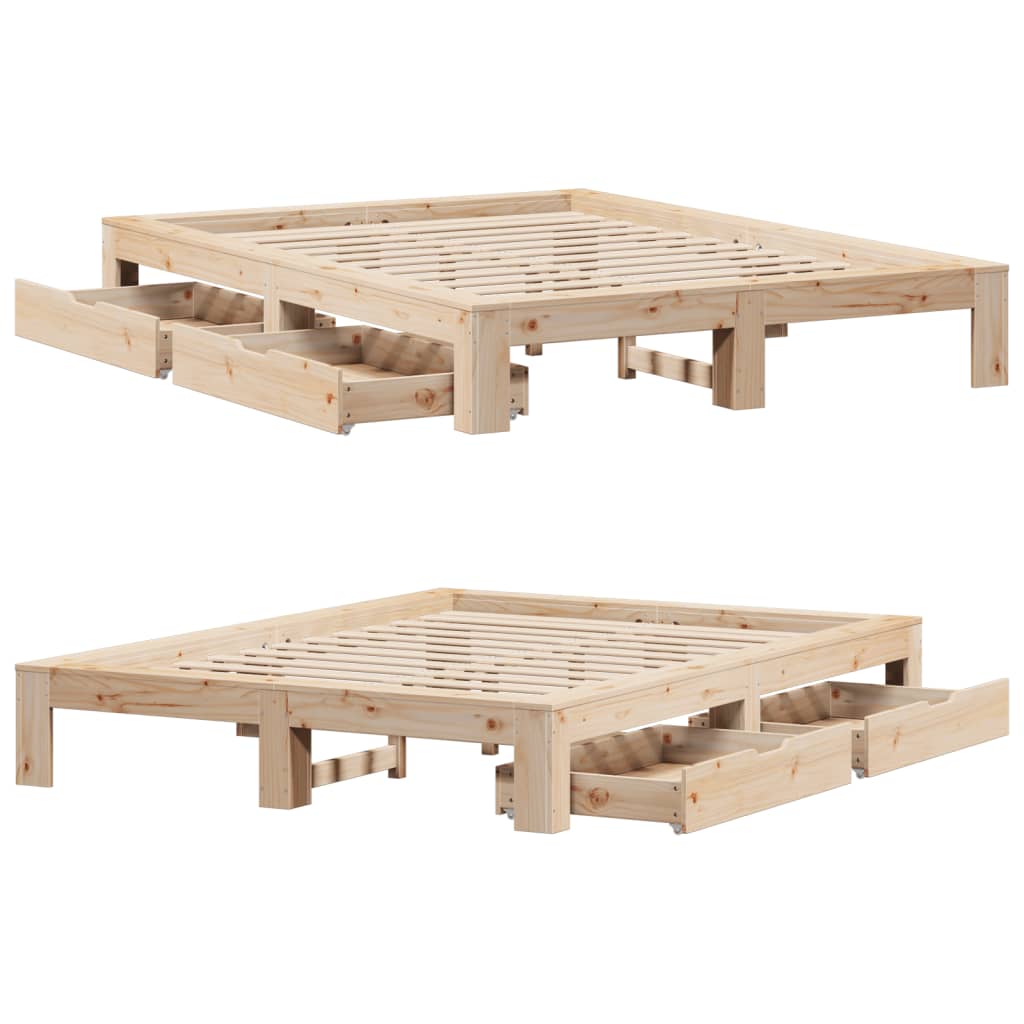 Bed frame without mattress 160x200 cm solid pine wood