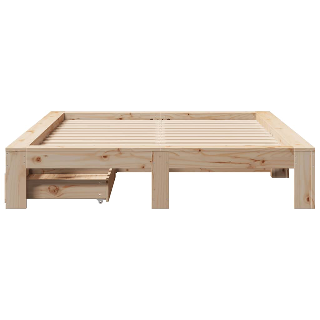 Bed frame without mattress 150x200 cm solid pine wood