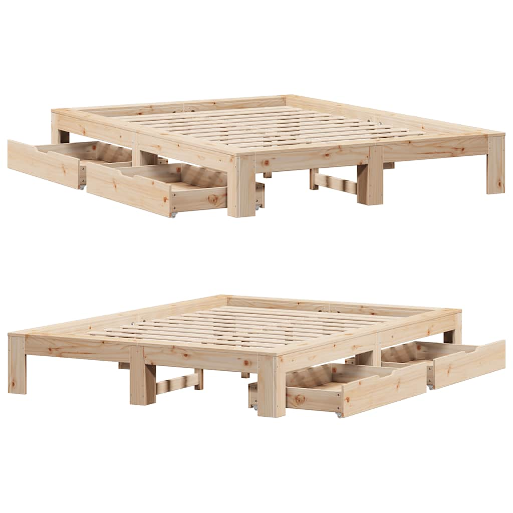 Bed frame without mattress 150x200 cm solid pine wood