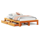 Bed frame without mattress brown wax 120x200cm solid pine wood