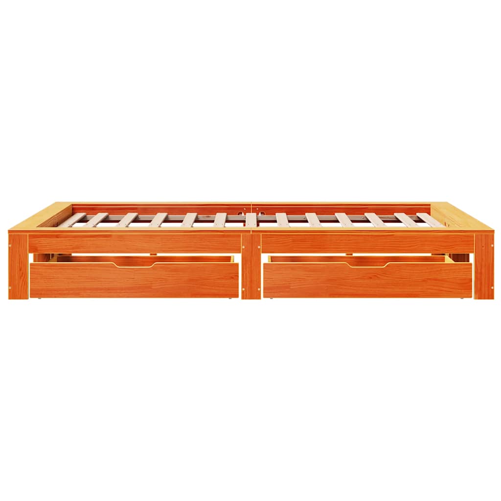 Bed frame without mattress brown wax 120x200cm solid pine wood