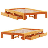 Bed frame without mattress brown wax 120x200cm solid pine wood