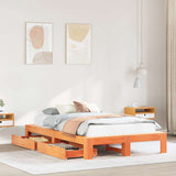 Bed frame without mattress brown wax 120x200cm solid pine wood