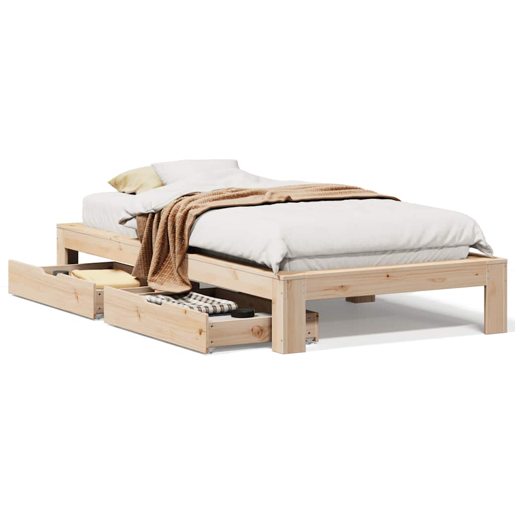 Cadre de lit sans matelas 100x200 cm bois massif de pin