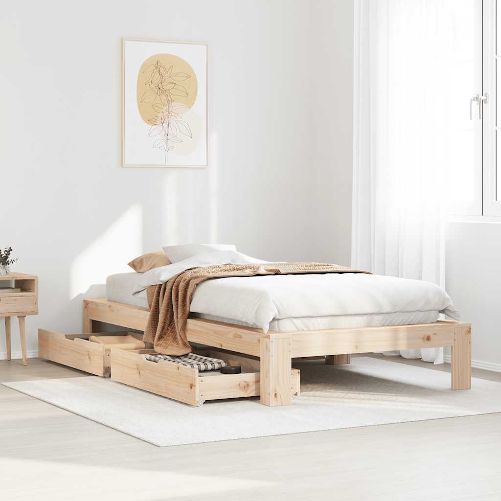 Cadre de lit sans matelas 100x200 cm bois massif de pin