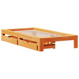 Bed frame without mattress brown wax 100x200cm solid pine wood