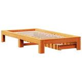 Bed frame without mattress brown wax 100x200cm solid pine wood