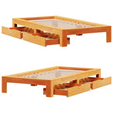 Bed frame without mattress brown wax 100x200cm solid pine wood