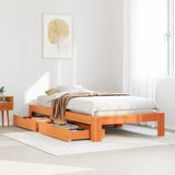 Bed frame without mattress brown wax 100x200cm solid pine wood