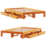 Bed frame without mattress brown wax 120x190cm solid pine wood