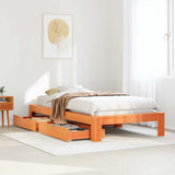 Bed frame without mattress brown wax 90x190 cm solid pine wood