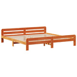 Bed frame without mattress brown wax 200x200cm solid pine wood