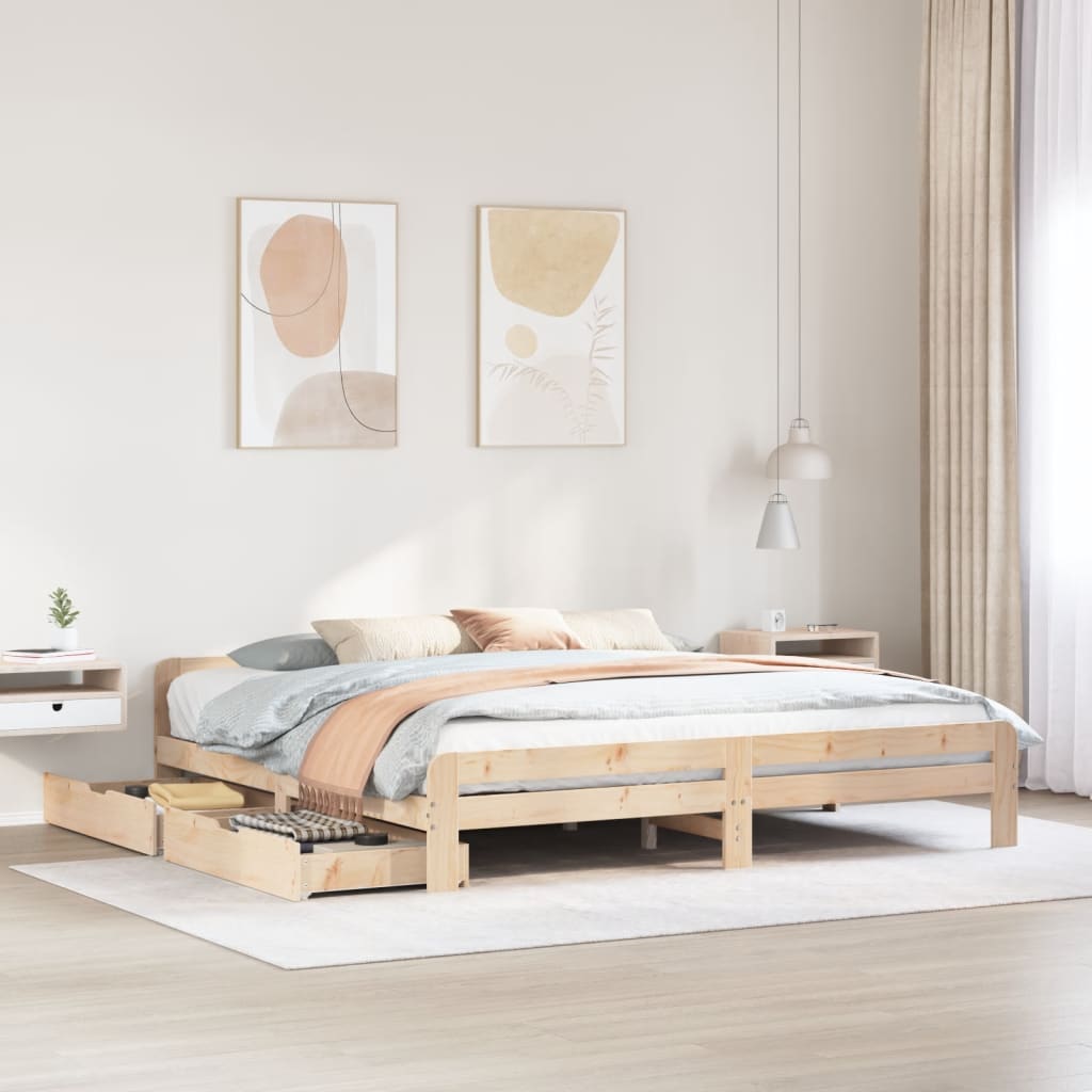 Bed frame without mattress 180x200 cm solid pine wood