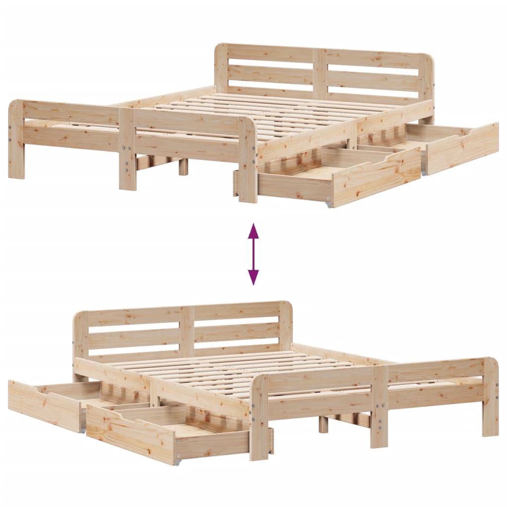 Bed frame without mattress 160x200 cm solid pine wood