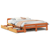 Bed frame without mattress brown wax 160x200cm solid pine wood