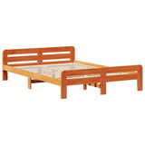 Bed frame without mattress brown wax 160x200cm solid pine wood